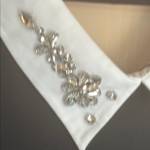 Embellished Black Top with White Collar - Picture 4 of 8